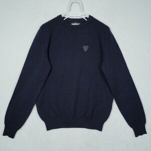 Ducati Borgo Panigale Navy Blue Virgin Wool Blend Crewneck Sweater Mens Small